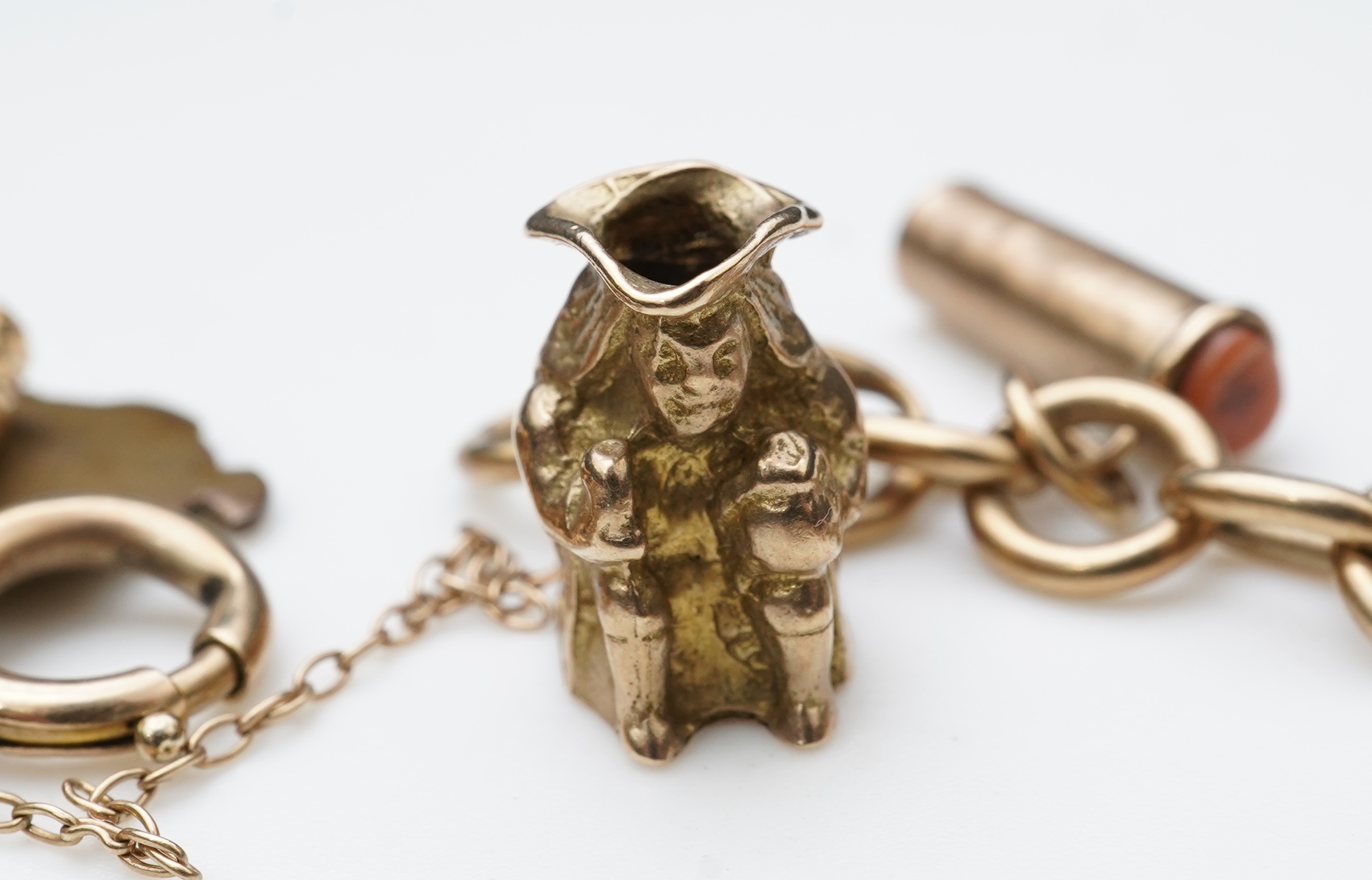 A gold charm bracelet